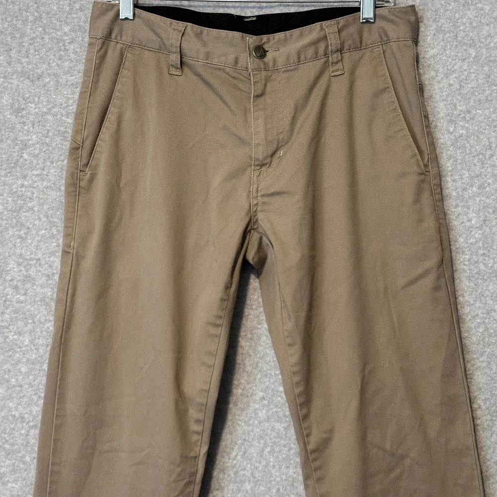 Volcom Men's 30‎ Chino Pants Khaki Tan Modern Stretch Straight Trousers Casual